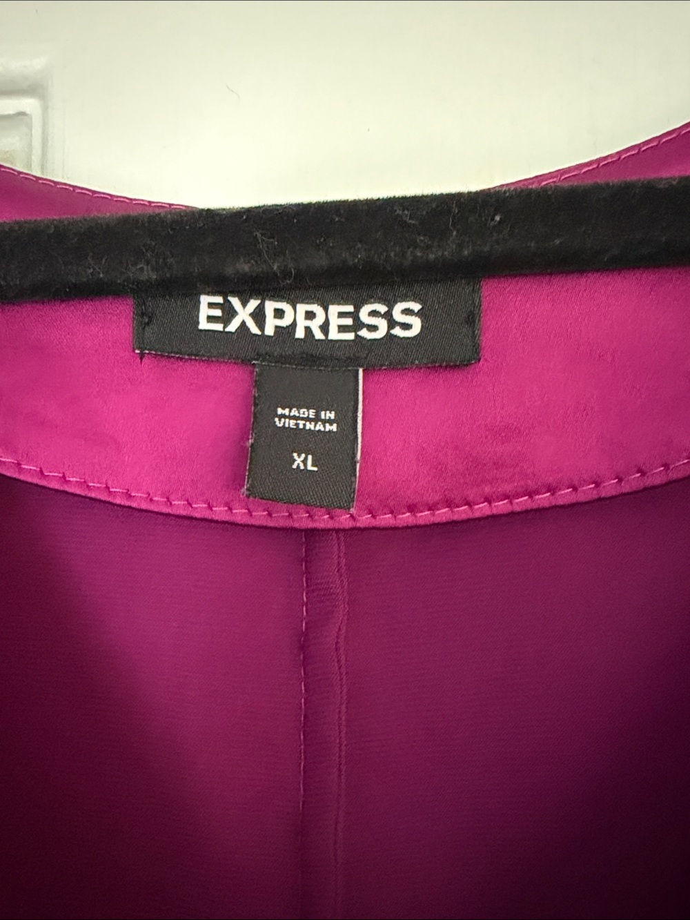 Express Magenta Satin Tie-Front Blouse - Picture 2 of 4